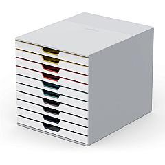 Durable VARICOLOR MIX 10 Drawer Desktop Storage Box, White/Multicolor (DBL763027)