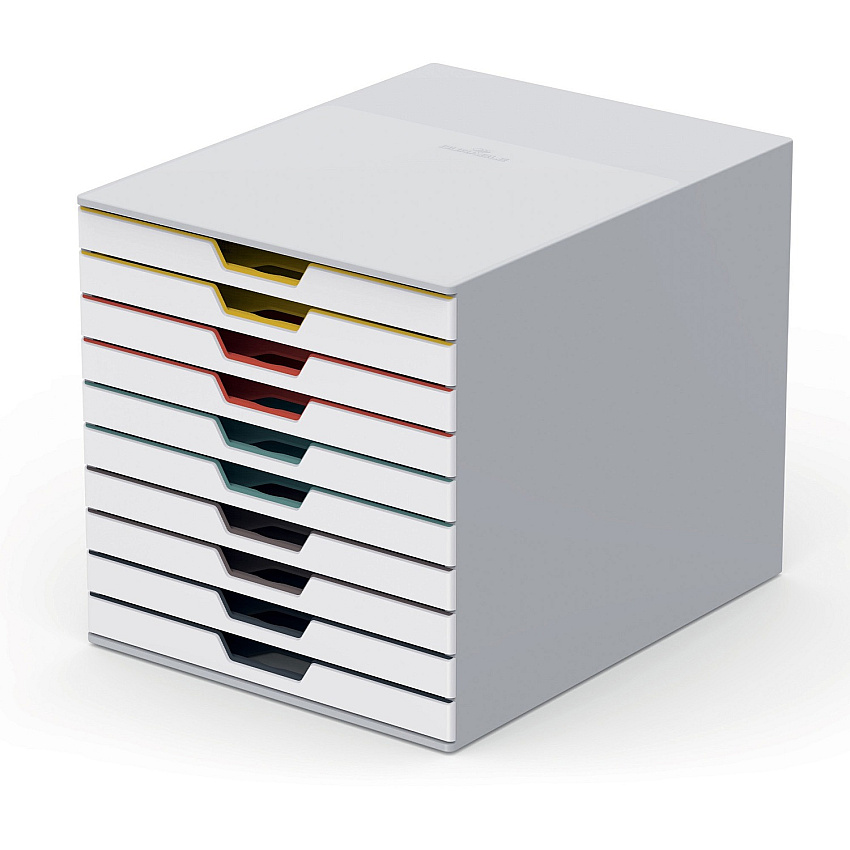 Durable VARICOLOR MIX 10 Drawer Desktop Storage Box, White/Multicolor (DBL763027)