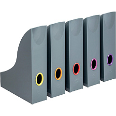 Durable VARICOLOR Magazine Rack Set, Gray/Multicolor - 5 pack (DBL770657)