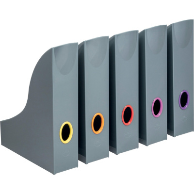 Durable VARICOLOR Magazine Rack Set, Gray/Multicolor - 5 pack (770657)