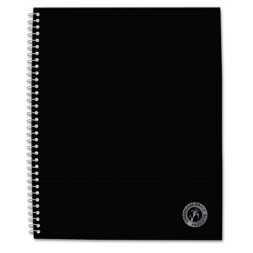 Universal Deluxe Sugarcane Based Notebooks, Coated Bagasse Cover, 1-Subject, Medium/College Rule, Black Cover, (100) 11 x 8.5 Sheets (UNV66206)