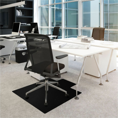 Advantagemat Black Vinyl Lipped Chair Mat for Carpets - 36