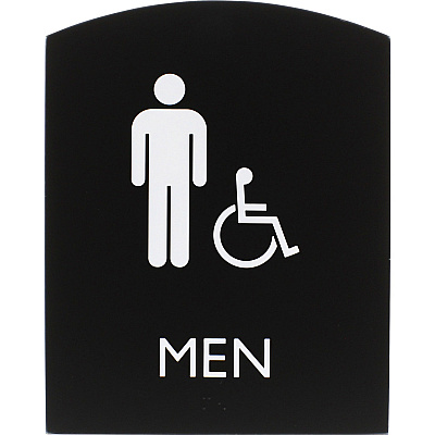 Lorell Arched Men's Handicap Restroom Sign (LLR02677)