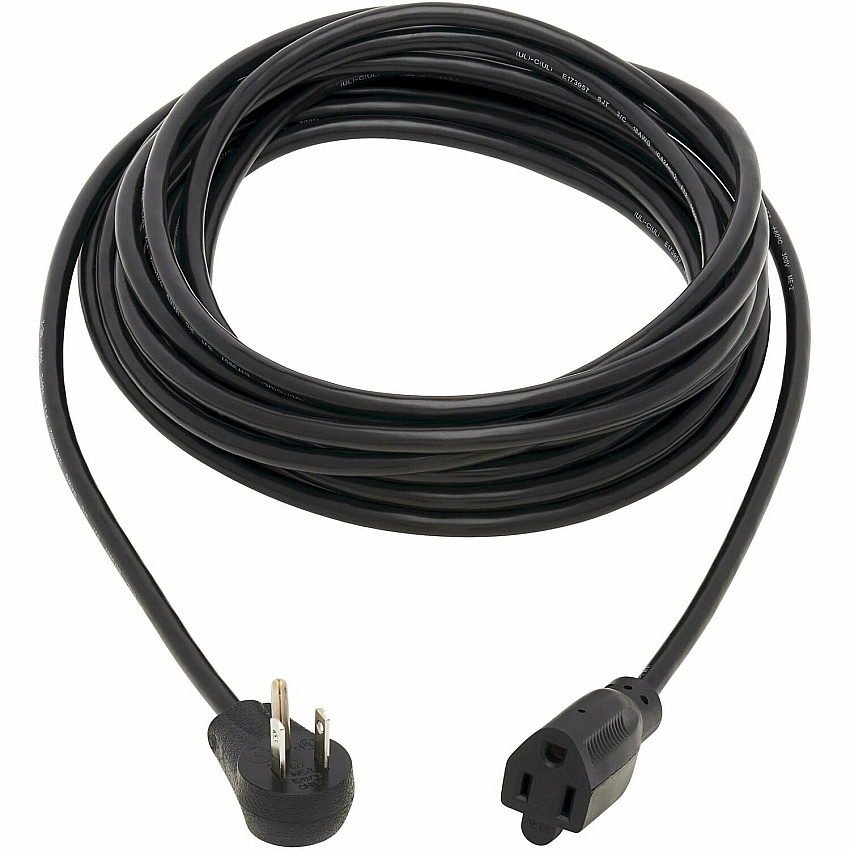 Eaton Tripp Lite Series Power Extension Cord, Right-Angle NEMA 5-15P to NEMA 5-15R - 10A, 120V, 18 AWG, 25 ft. (7.62 m), Black (P02202515D)