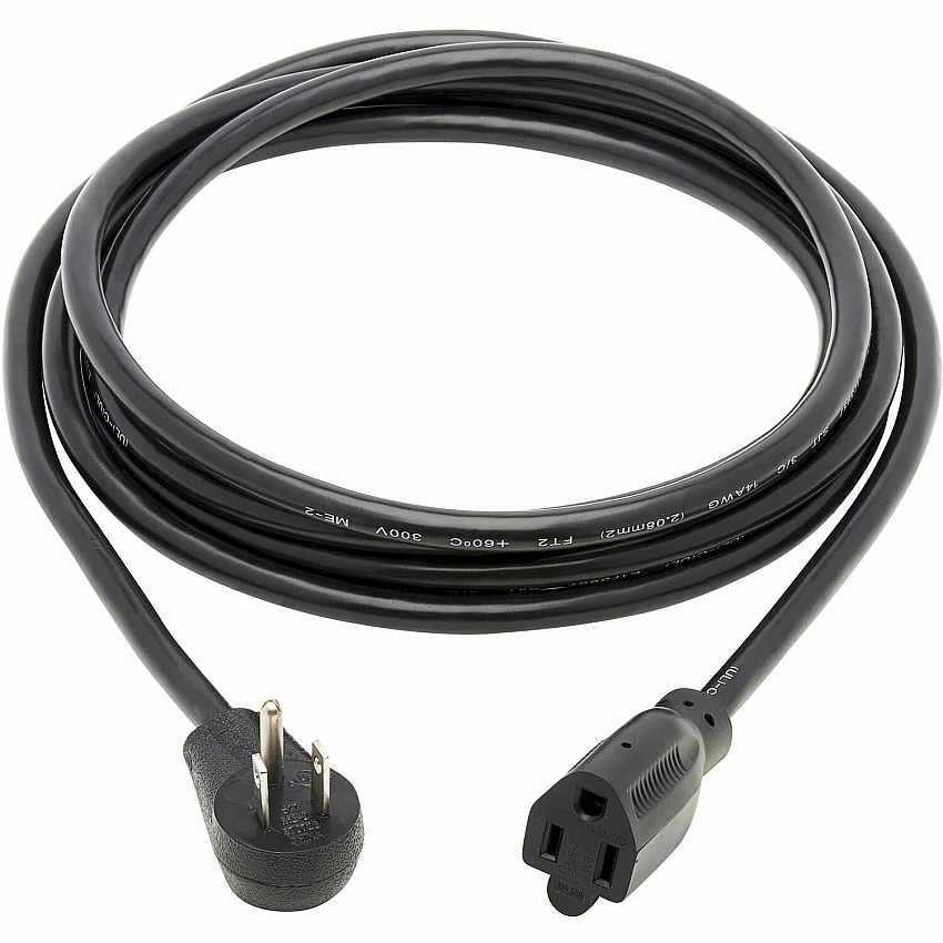 Eaton Tripp Lite Series Power Extension Cord, Right-Angle NEMA 5-15P to NEMA 5-15R - Heavy-Duty, 15A, 120V, 14 AWG, 10 ft. (3.05 m), Black (TRPP02401015D)