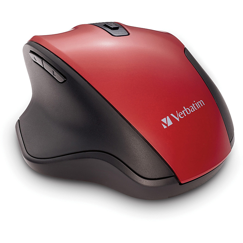 Verbatim Silent Ergonomic Wireless Blue LED Mouse - Red (70243)