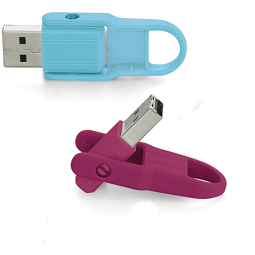 Verbatim 16GB Store 'n' Flip USB Flash Drive - 2pk- Berry, Blue (VER70377)