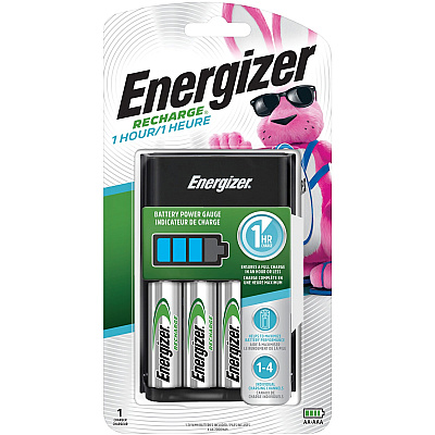 Energizer Recharge Battery Charger with 2 AA and 2 AAA NiMH Batteries (EVECH1HRWB4CT)