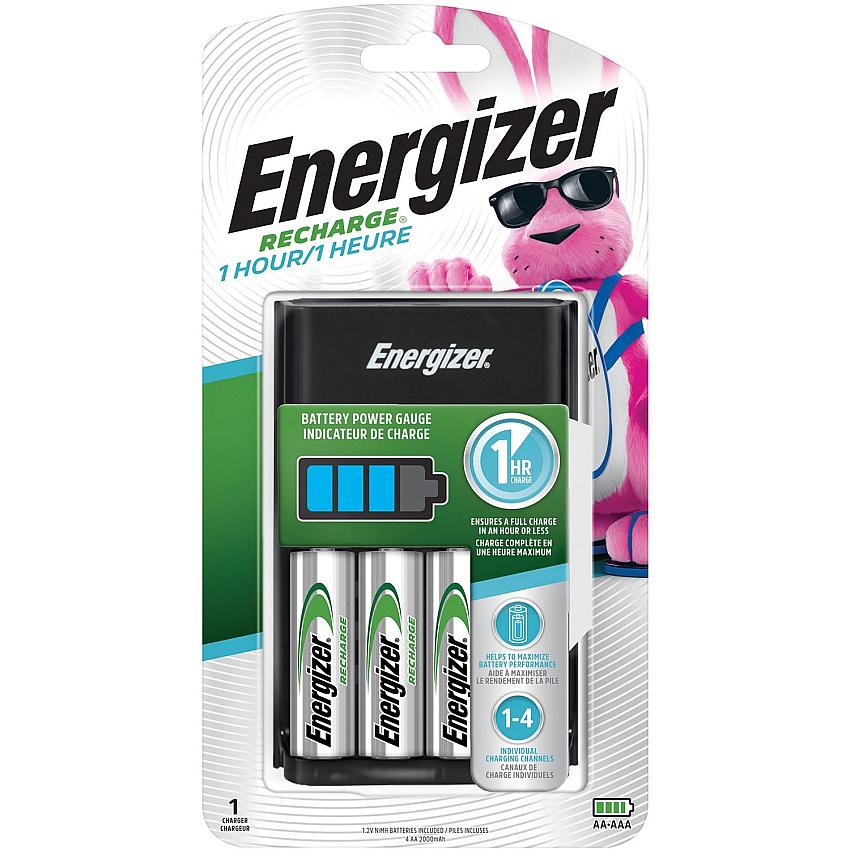Energizer Recharge Battery Charger with 2 AA and 2 AAA NiMH Batteries (EVECH1HRWB4CT)