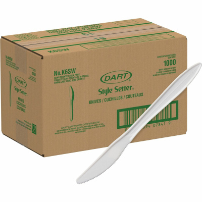 Dixie Plastic Knife 7, Medium-Weight, White, 1000/Carton (KM217