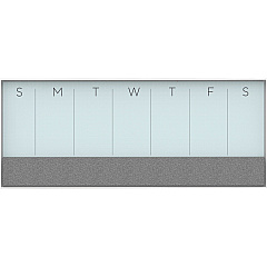U Brands Magnetic Weekly Calendar Glass Dry Erase Board, Only for use with HIGH Energy Magnets, 14.25 x 35 Inches, White Aluminum Frame (3199U00-01)