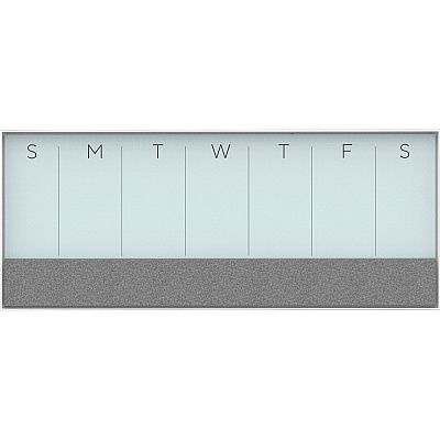 U Brands Magnetic Weekly Calendar Glass Dry Erase Board, Only for use with HIGH Energy Magnets, 14.25 x 35 Inches, White Aluminum Frame (3199U00-01)