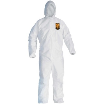 KleenGuard A30 Coveralls - Zipper Front with 1" Flap, Elastic Back, Wrists, Ankles & Hood (46115)