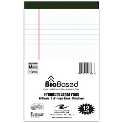 Roaring Spring USDA Certified Bio-Preferred Junior Size Legal Pads (ROA24316)