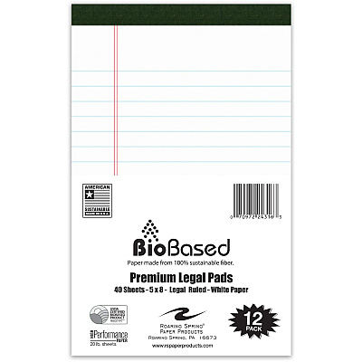 Roaring Spring USDA Certified Bio-Preferred Junior Size Legal Pads (ROA24316)