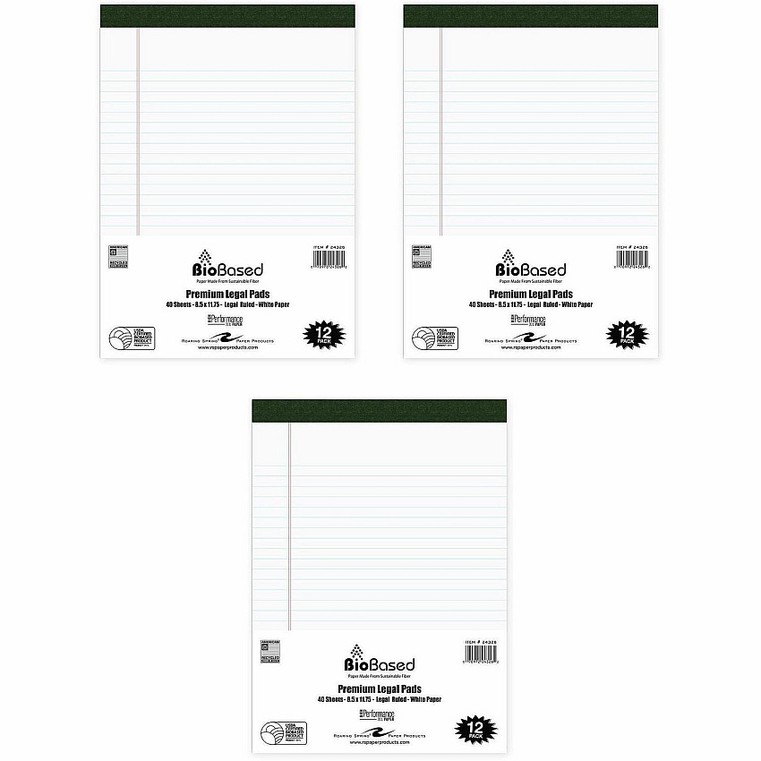 Roaring Spring USDA Certified Bio-Preferred Legal Pads (24326CS)