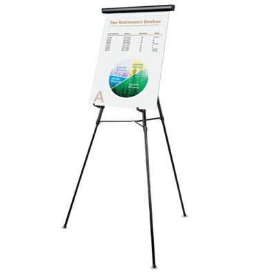 Universal 3-Leg Telescoping Easel with Pad Retainer, Adjusts 34" to 64", Aluminum, Black (43150)