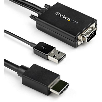 StarTech 6ft VGA to HDMI Converter Cable with USB Audio Support - 1080p Analog to Digital Video Adapter Cable - Male VGA to Male HDMI (STAVGA2HDMM6)