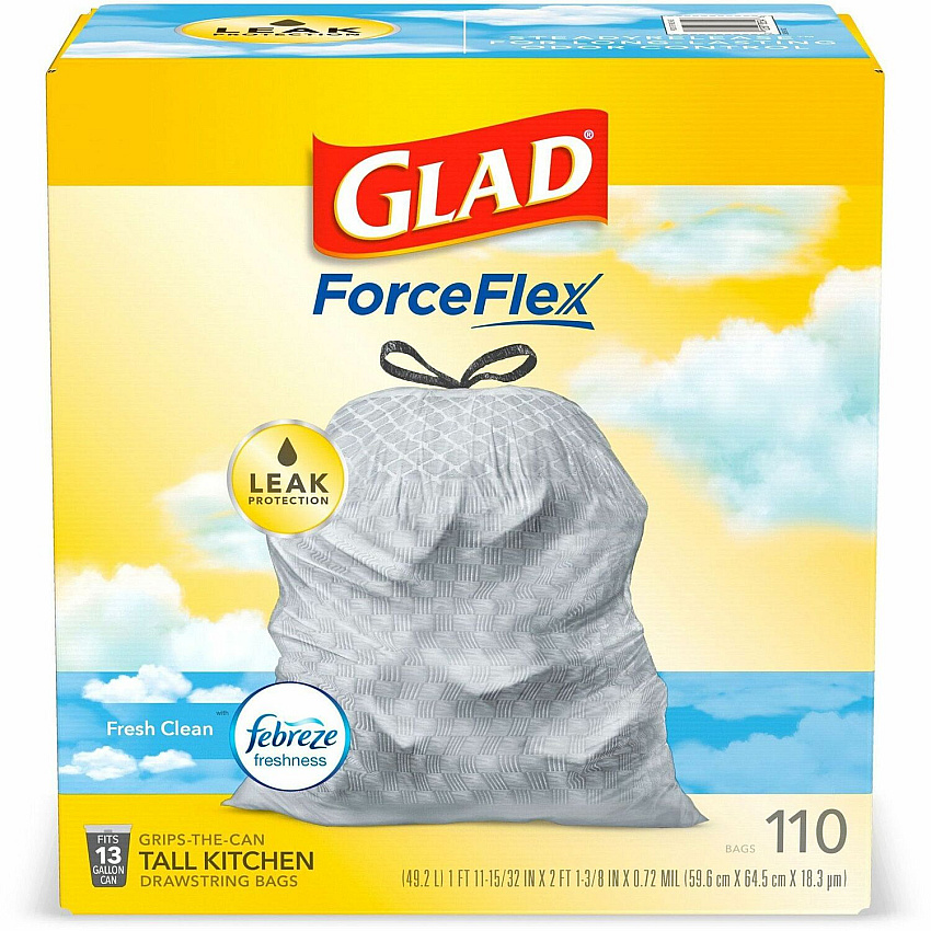 Glad ForceFlex Tall Kitchen Drawstring Trash Bags (CLO78563)