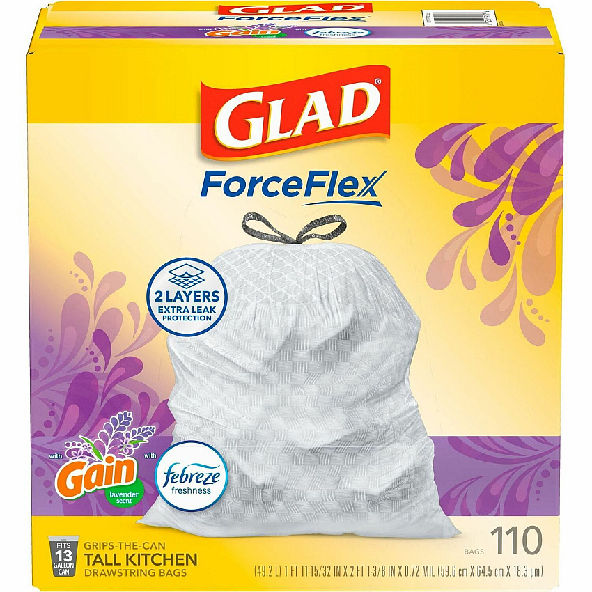Glad ForceFlex Tall Kitchen Drawstring Trash Bags (CLO79157)