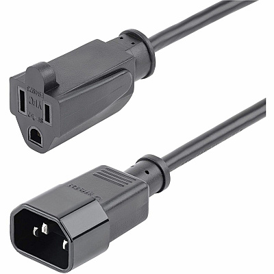 StarTech 1ft Power Extension Cord C14 To 5-15r (PAC10010PK)
