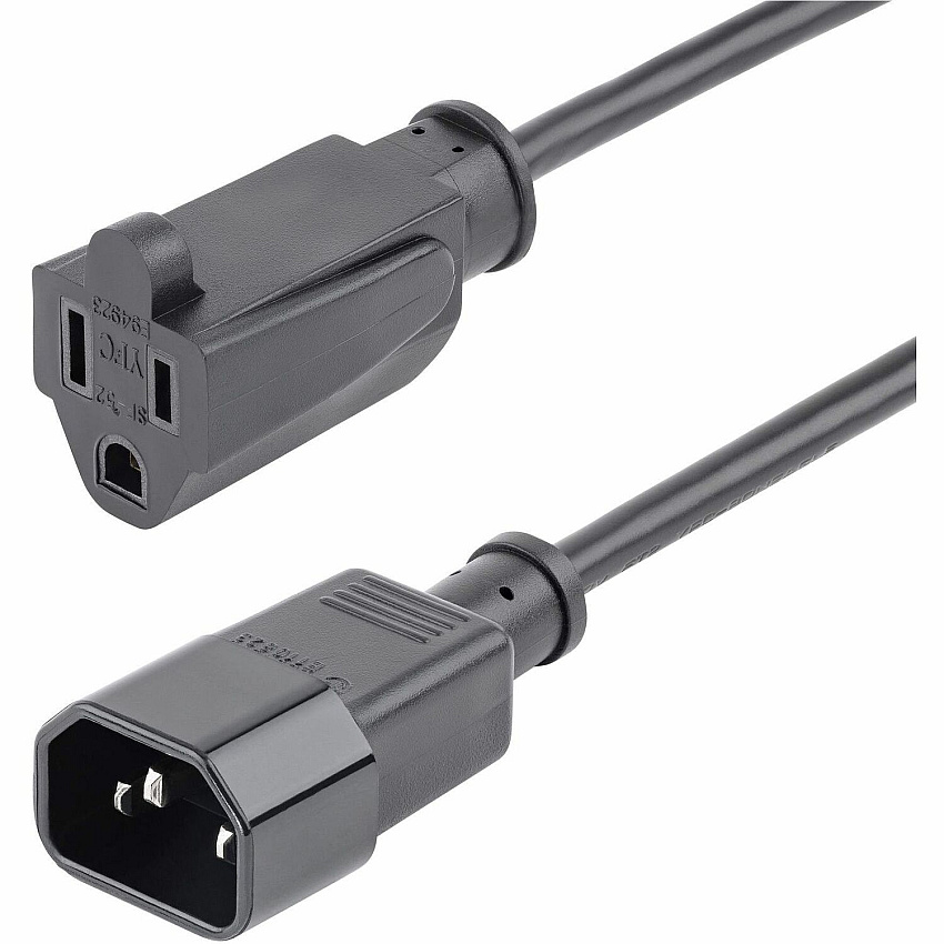 StarTech 1ft Power Extension Cord C14 To 5-15r (PAC10010PK)