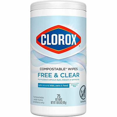 Clorox Free & Clear Compostable All Purpose Cleaning Wipes (CLO32486)