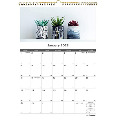 Blueline 12-Month Wall Calendar, Minimalistic Artwork, 12 x 17, White/Multicolor Sheets, 12-Month (Jan to Dec): 2026 (C173121)