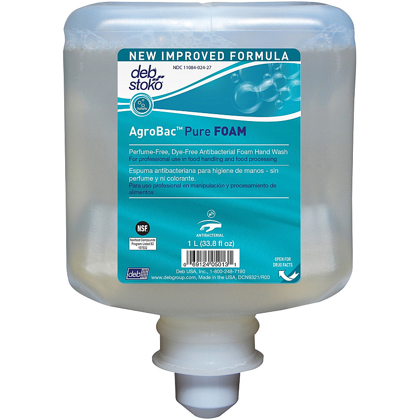 SC Johnson 1 Liter Refill AgroBac Pure Foam Wash Manual Cartridge - Unscented (6/Carton) (SJNAGB1L)