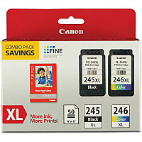 Canon PG-245 / CL-246 Original Extra Large Yield Inkjet Ink Cartridge - Combo Pack - Multicolor - 1 Each (CNMPG245XLCL246)
