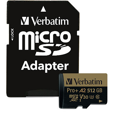 Verbatim Pro+ 512 GB Class 10/UHS-I (U3) microSDXC - 1 Pack (VER70393)