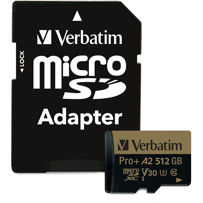 Verbatim Pro+ 512 GB Class 10/UHS-I (U3) microSDXC - 1 Pack (VER70393)