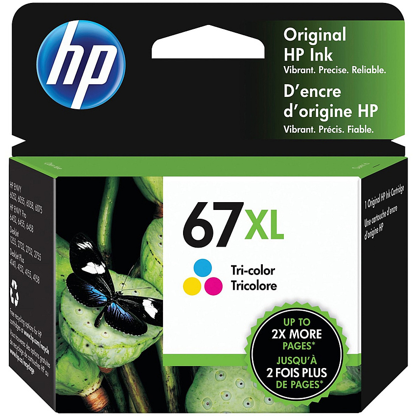 HP 67XL Original High Yield Inkjet Ink Cartridge - Tri-color - 1 Each (HEW3YM58AN)