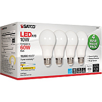 Satco 10W A19 LED 2700K Frosted Bulbs (SDNS28560)