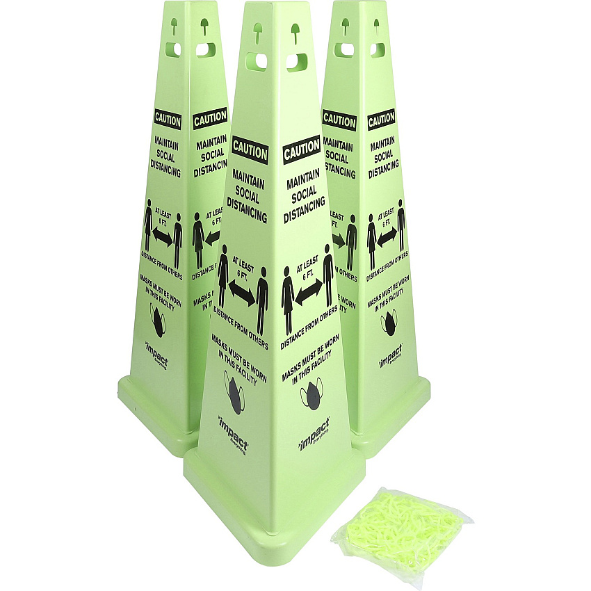 Impact TriVu Social Distancing 3 Sided Safety Cone (IMP9140SMKIT)