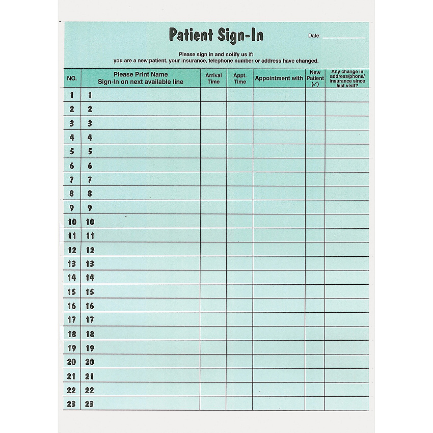 Tabbies Patient Sign-In Label Forms (TAB14532)