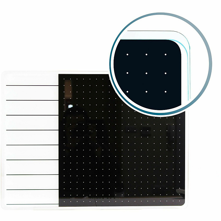 Floortex Floortex Glacier White & Black Plan & Grid Glass Dry Erase Board - 17" x 23" (FLRFCVGM1723WP)