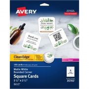 Avery Avery Square Cards w/Rounded Edges, 2.5"x2.5" , 90 lbs. 180 Laser Cards (35703)