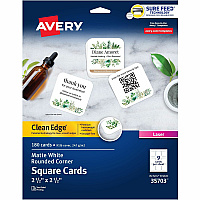 Avery Clean Edge Square Cards, Rounded Corners, 2.5" x 2.5" (AVE35703)