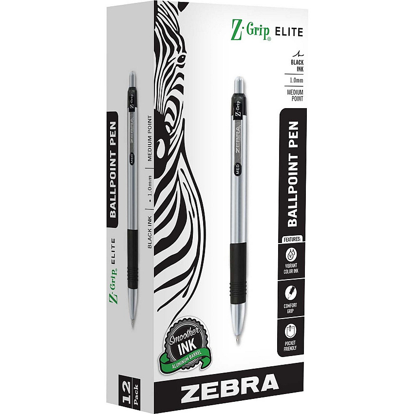 Zebra Z-Grip Elite Metal Retractable Ballpoint Pen (ZEB27010)