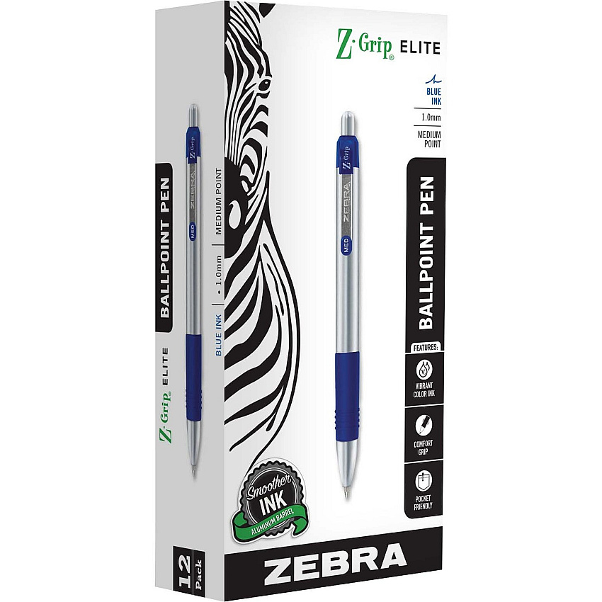 Zebra Z-Grip Elite Metal Retractable Ballpoint Pen (ZEB27020)