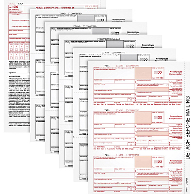 TOPS 5-part 1099-NEC Tax Forms (TOP22993NEC)