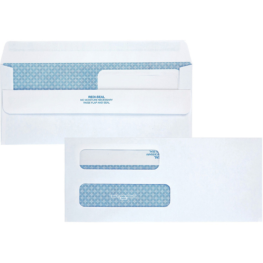 Quality Park No. 8 5/8 Double Window Security Tinted Check Envelopes (QUA24531)