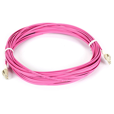 Black Box Om4 50/125 Multimode Fiber Optic Patch Cable - 10/40/100g, Lszh, Lc To Lc, Erika Violet, 15-m (49.2-ft.) (FOM4015MLCLC)