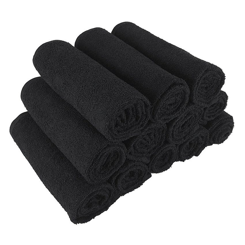 Cotton Salon Towel 16x28 Black, Pack Of 12 (P-BB-1628-3BLK)
