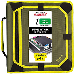 Five Star Zipper Binder With Expansion Panel, 2" Rings, Assorted Colors (MEA29052)