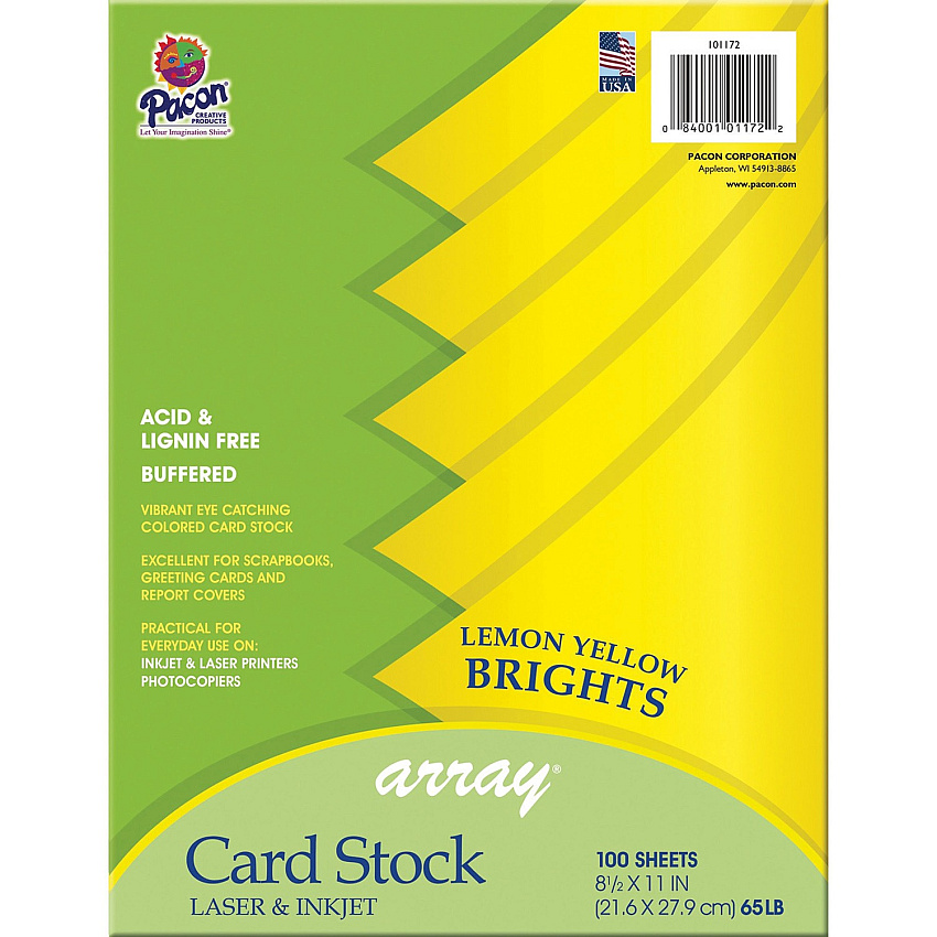 Pacon Color Brights Cardstock - Lemon Yellow (PACP101172)