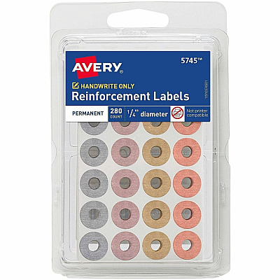Avery Reinforcement Stickers, 1/4" , Metallic, 280 Total (5745) (05745)