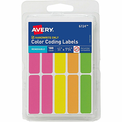 Avery Rectangular Removable Color Coding Labels on Small Sheets (06724)