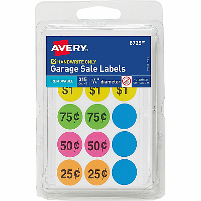 Avery Garage Sale Labels on Small Sheets (06725)